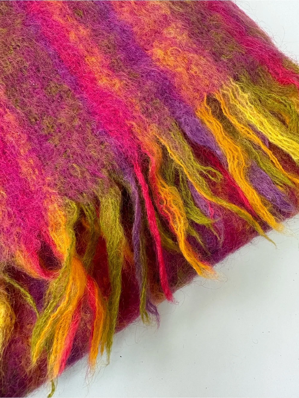 Hudson's Bay Voyageur Mohair‎ Wool Big Scarf Blanket Scotland Pink Purple 21*63